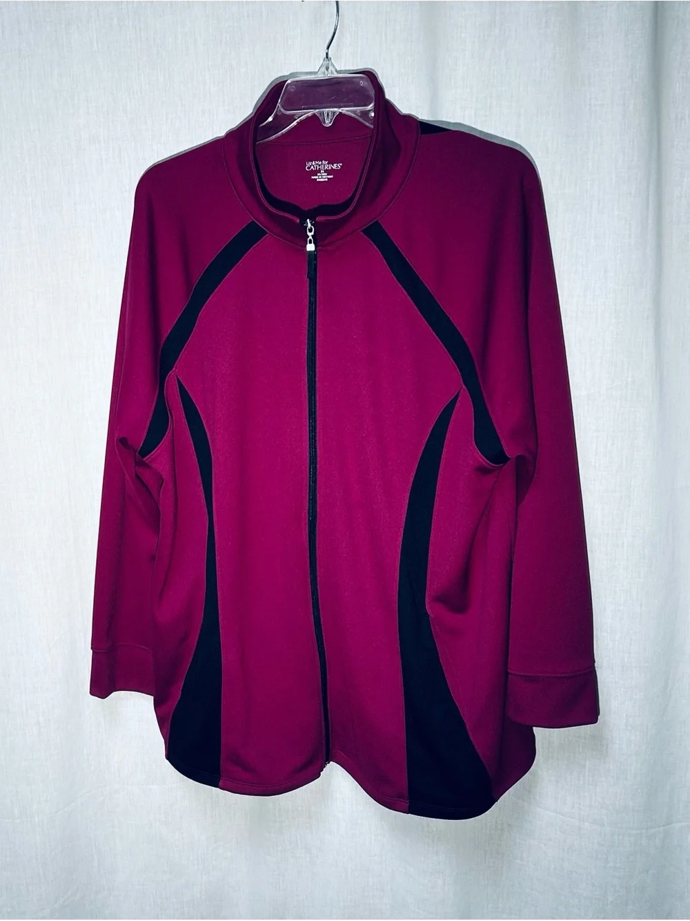 Catherines Magenta Active Top with Black Trim by Liz & Me size 3X jacket pocket